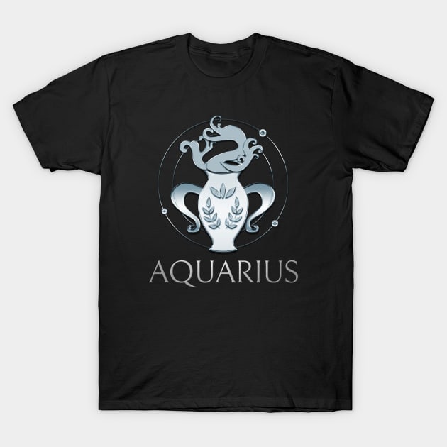 Aquarius Zodiac Sign T-Shirt by Author Gemma James